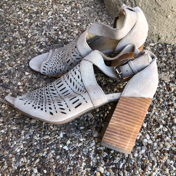 Marc Fisher Geela Sand Suede Heels - Picture 4 of 11